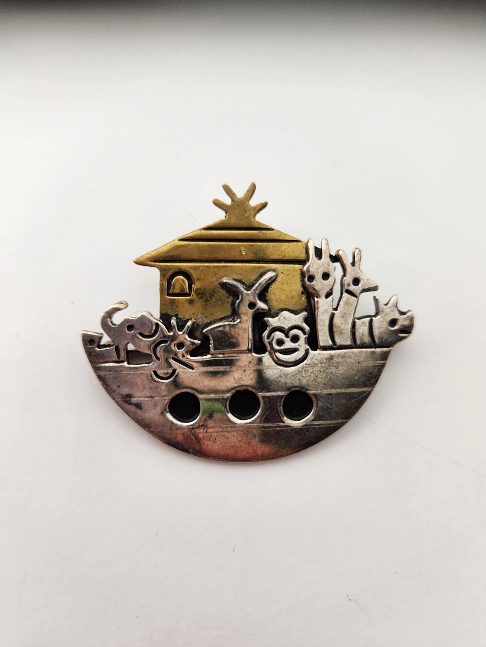 Noah's Ark Brooch Stamped 925